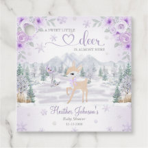 Winterherten Paarse Sneeuwvlok Baby Shower