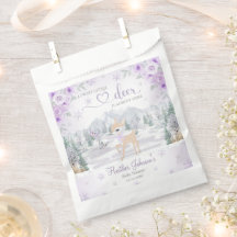 Winterherten Paarse Sneeuwvlok Baby Shower