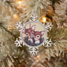 Winterherten retro  tin sneeuwvlok ornament