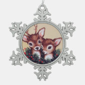 Winterherten retro  tin sneeuwvlok ornament (Voorkant)