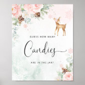 Winterherten roze Raad eens hoeveel snoepjes Poste Poster (Voorkant)