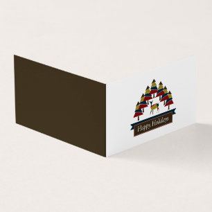 Winterhertenbos, Familie Foto Kerstmis Kaart Visitekaartje