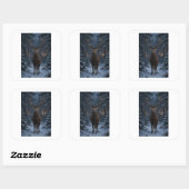 Winterhertenbos vierkante sticker (Vel)