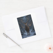 Winterhertenbos vierkante sticker (Envelop)