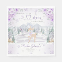 Winterhertenkind Baby Shower met Paarse Sneeuwvlok