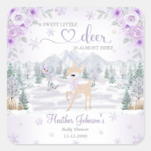 Winterhertenkind Baby Shower met Paarse Sneeuwvlok