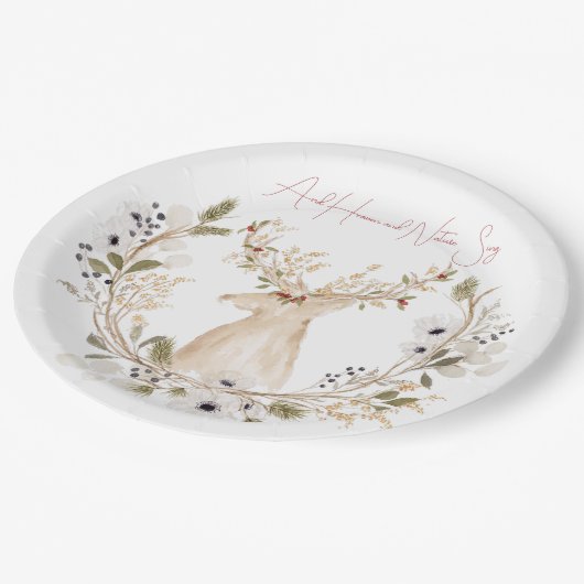 Winterhertenkrans Papieren Bordje (Gekanteld)