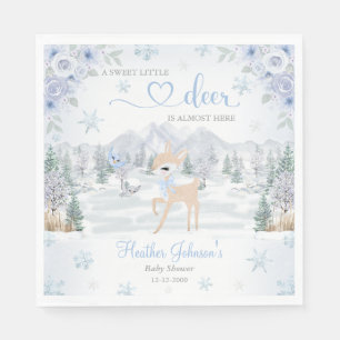 Winterhertje Blauwe Sneeuwvlok Baby Shower Servet