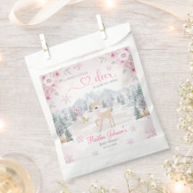 Winterhertje Roze Sneeuwvlok Baby Shower 