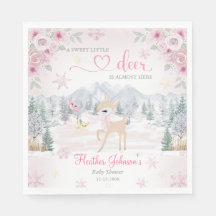 Winterhertje Roze Sneeuwvlok Baby Shower 