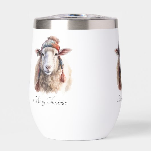 Winterhoed Kerst Schaap Aangepaste Tekst (Voorkant)