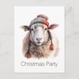 Winterhoed Kerst Schaap Aangepaste Tekst Briefkaart