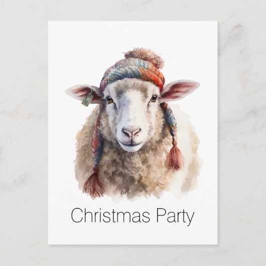 Winterhoed Kerst Schaap Aangepaste Tekst Briefkaart (Voorkant)