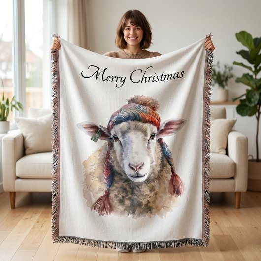 Winterhoed Kerst Schaap Aangepaste Tekst Deken