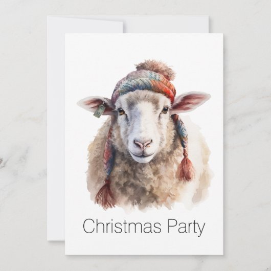 Winterhoed Kerst Schaap Aangepaste Tekst Kaart (Voorkant)