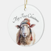 Winterhoed Kerst Schaap Aangepaste Tekst Keramisch Ornament (Links)