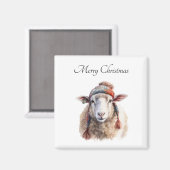 Winterhoed Kerst Schaap Aangepaste Tekst Magneet (Voorkant / Achterkant)