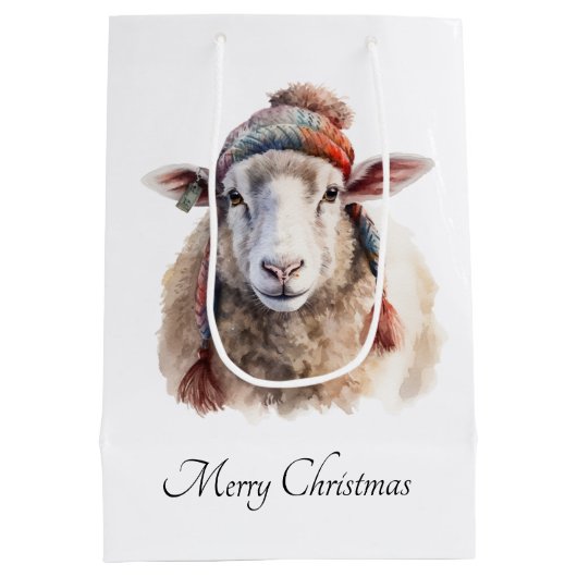 Winterhoed Kerst Schaap Aangepaste Tekst Medium Cadeauzakje (Achterkant)
