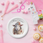Winterhoed Kerst Schaap Aangepaste Tekst Papieren Bordje (Feest)