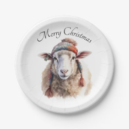 Winterhoed Kerst Schaap Aangepaste Tekst Papieren Bordje