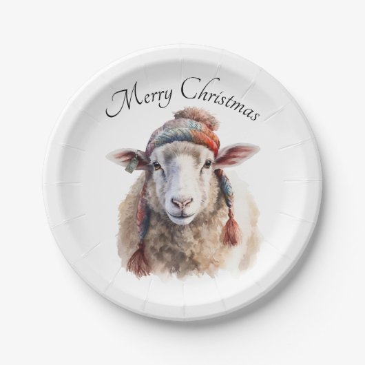 Winterhoed Kerst Schaap Aangepaste Tekst Papieren Bordje (Voorkant)
