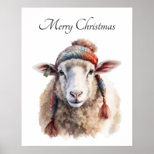 Winterhoed Kerst Schaap Aangepaste Tekst Poster