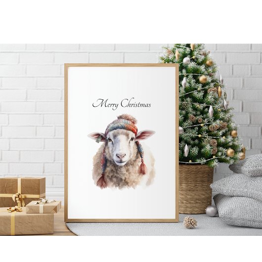 Winterhoed Kerst Schaap Aangepaste Tekst Poster