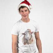 Winterhoed Kerst Schaap Aangepaste Tekst T-shirt