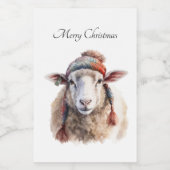 Winterhoed Kerst Schaap Aangepaste Tekst Voedselcontainer Etiket (Enkel label)