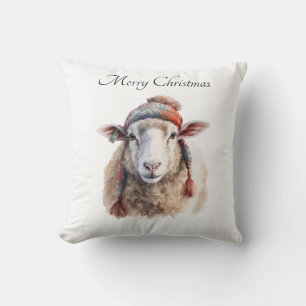 Winterhoed Kerstschaap Aangepaste Tekst Kussen