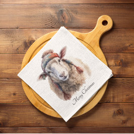 Winterhoed Kerstschaap Aangepaste Tekst Servet