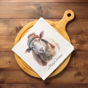 Winterhoed Kerstschaap Aangepaste Tekst Servet