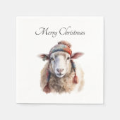 Winterhoed Kerstschaap Aangepaste Tekst Servet (Voorkant)