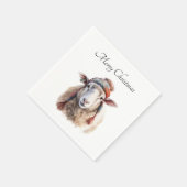 Winterhoed Kerstschaap Aangepaste Tekst Servet (Hoek)