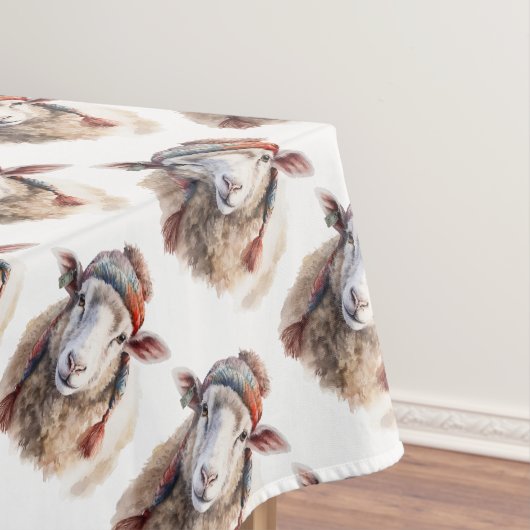 Winterhoed Kerstschaap Herhalend Patroon Tafelkleed (Voorbeeld)