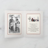 Winterhond en bomen kerstfoto gevouwen feestdagen kaart (Binnen)