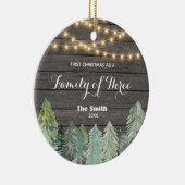 Winterhout Eerste Kerstmis als familie van drie Keramisch Ornament (Rechts)