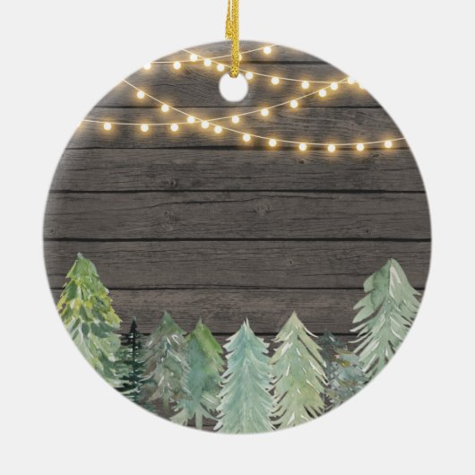 Winterhout Eerste Kerstmis als familie van drie Keramisch Ornament (Achterkant)