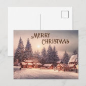 Winterhuis bos - Vrolijk kerstfeest Briefkaart (Voorkant / Achterkant)