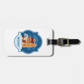 Winterhuis in de sneeuw bagagelabel (Voorkant horizontaal)