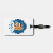 Winterhuis in de sneeuw bagagelabel (Achterkant horizontaal)