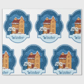 Winterhuis in de sneeuw cadeaupapier (Vlak)