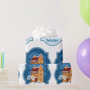 Winterhuis in de sneeuw cadeaupapier
