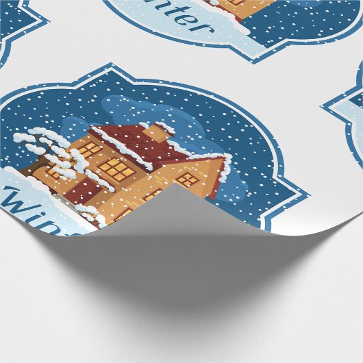 Winterhuis in de sneeuw cadeaupapier