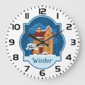 Winterhuis in de sneeuw grote klok (Voorkant)