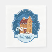 Winterhuis in de sneeuw servet (Voorkant)
