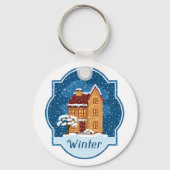 Winterhuis in de sneeuw sleutelhanger (Achterkant)