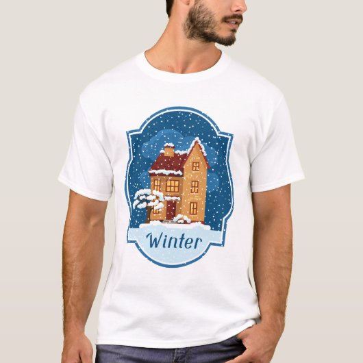 Winterhuis in de sneeuw t-shirt (Voorkant)