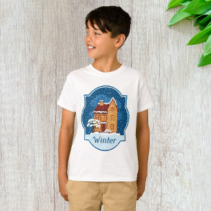 Winterhuis in de sneeuw t-shirt