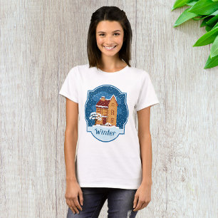 Winterhuis in de sneeuw t-shirt